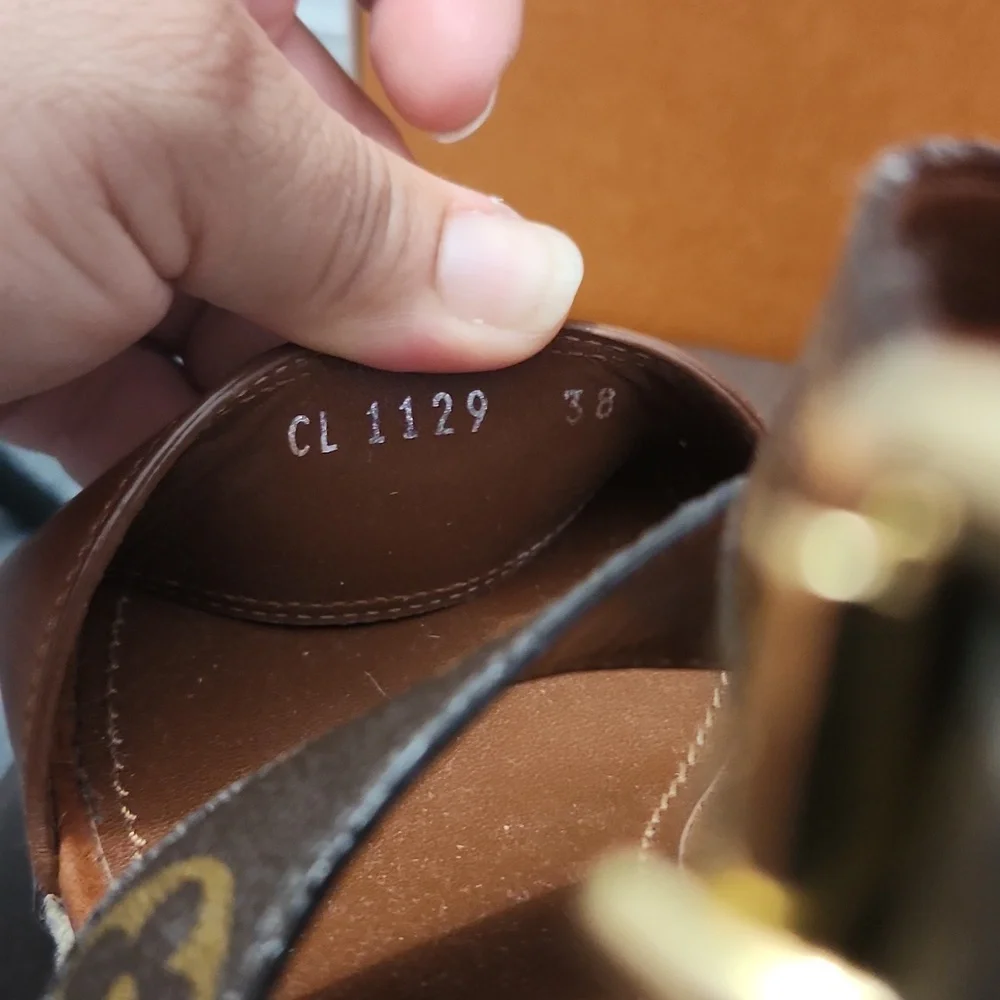 Louis Vuitton Brown Monogram Leather Platform Espadrille Sandals